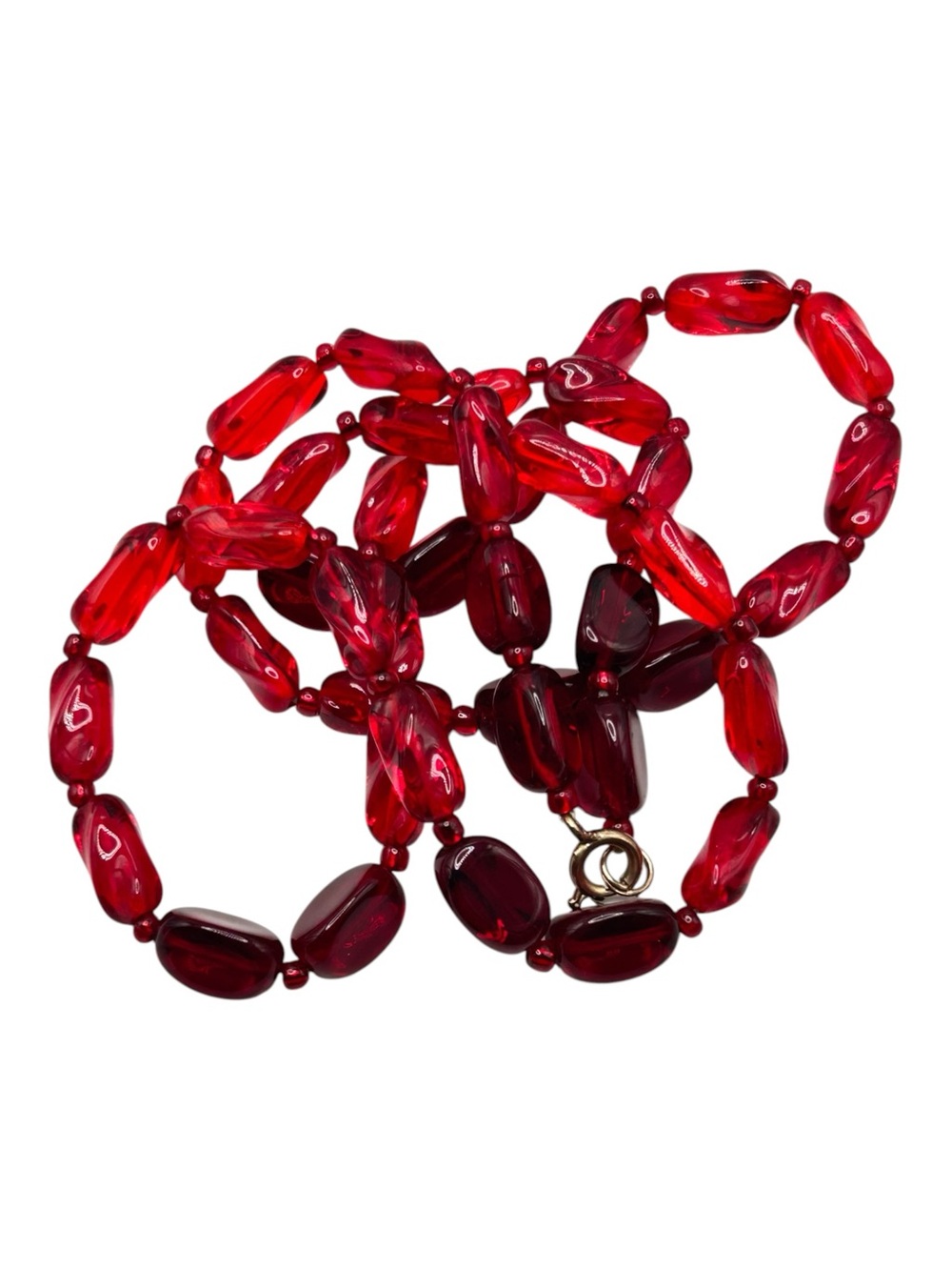 Vintage Ruby Glass Bead Necklace